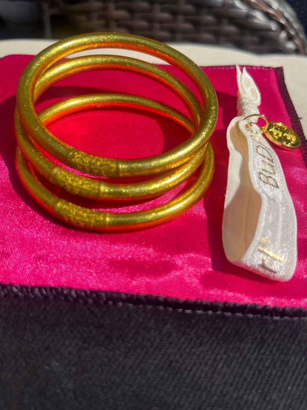 BuDhaGirl All Weather Bangles - Set of 3 Gold Bangles w/ Pouch Size Small